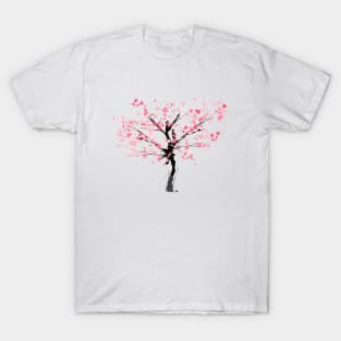 Falling Sakura Tree Japanese Cherry Blossom T-Shirt